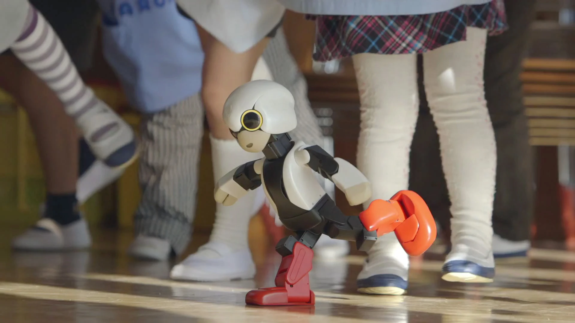 Kibo is a bipedal robot that can walk and balance on one foot