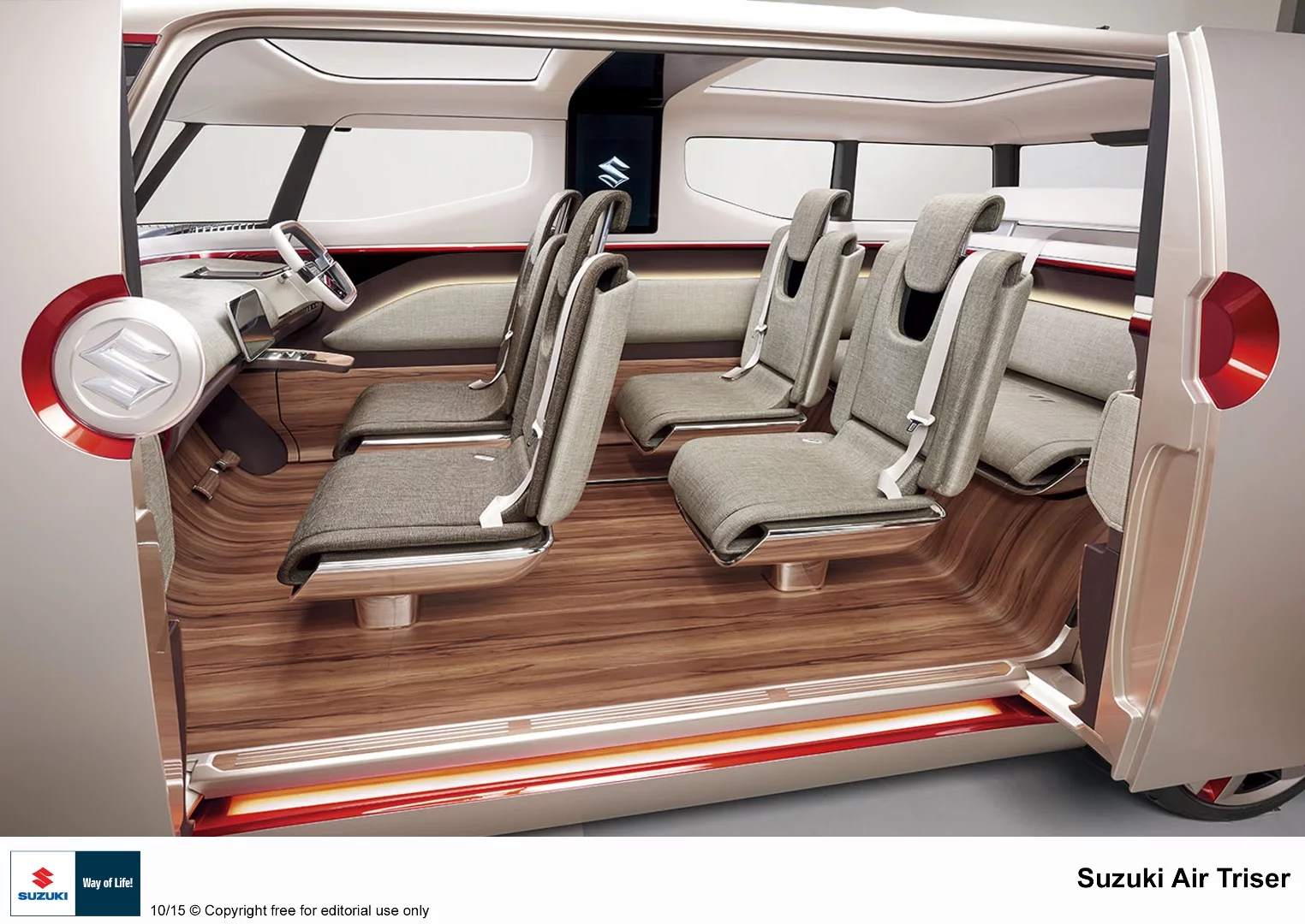 Inside, the Air Triser has three rows of flexi-position seating