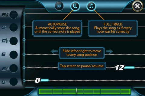 Tutorials are available on how to use the app, as well as on tuning, scales, chords, rhythm and timing