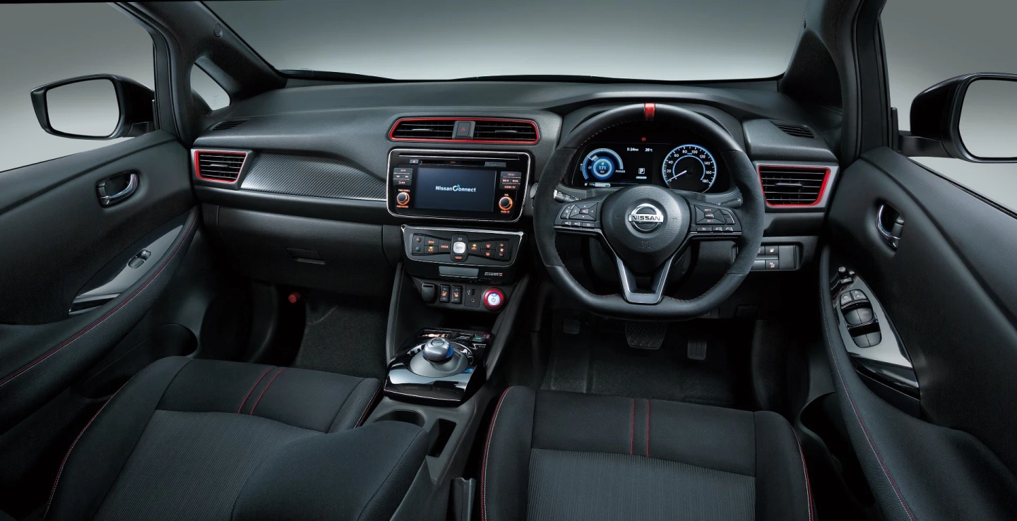 The interior has also been given a refresh in the Nissan Leaf Nismo