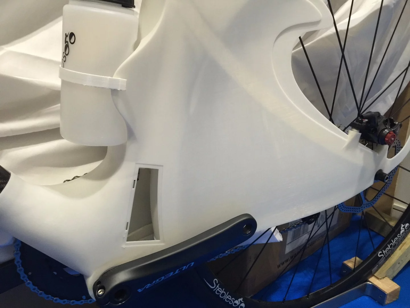 The Stebles Bike's features include a built-in streamlined mount for an included custom water bottle, along with a rear compartment that will come equipped with a pump, spare tube, patches and tire levers