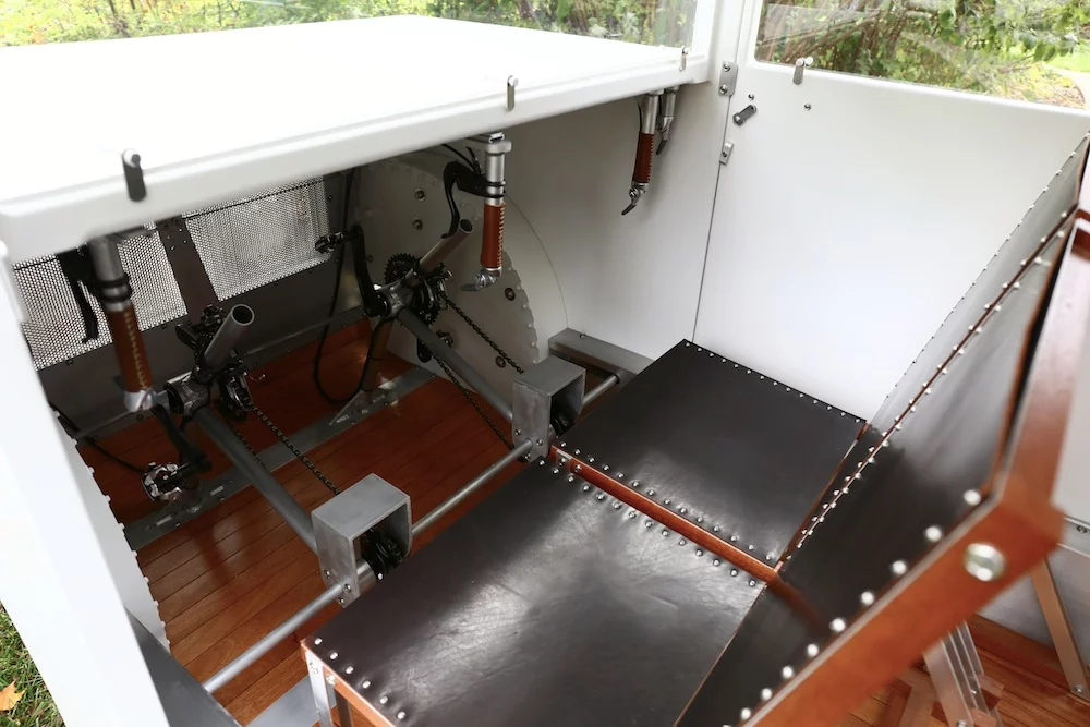 The Cyclone model features mahogany interior flooring and leather seats