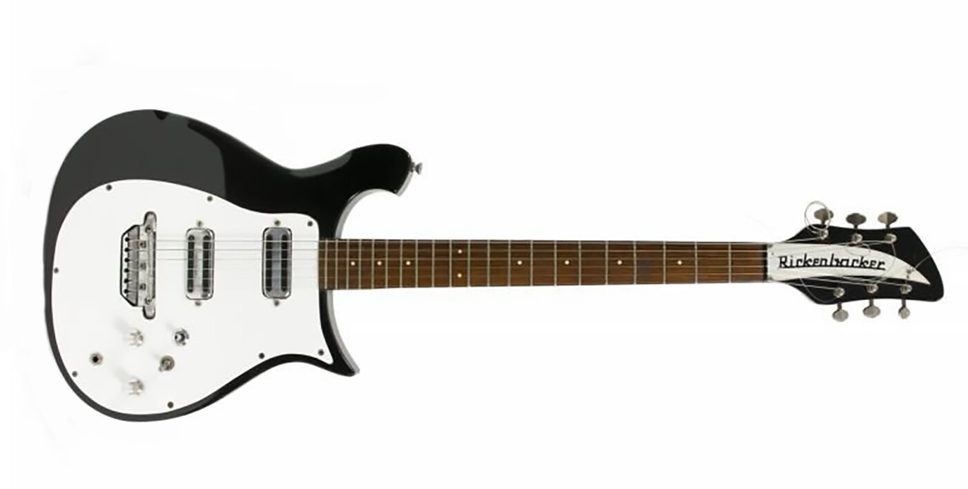This 1962 Rickenbacker 425 was used during the Beatles' live performances of "Twist And Shout," "I’ll Get You" and "She Loves You" on the British pop TV show, Ready Steady Go!, the recording on October 17, 1963 of the band's fifth single, "I Want To Hold Your Hand" and reverse side of the single, "This Boy." Also used during the October 1963 tour of Sweden and subsequently has been on display at the Rock and Roll Hall of Fame (Cleveland), John Lennon Museum (Japan), Musical Instrument Museum (Phoenix) and the Grammy Museum's Beatles Exhibition (New York). It sold for $657,000 at a Julien's auction on 17 May 17, 2014