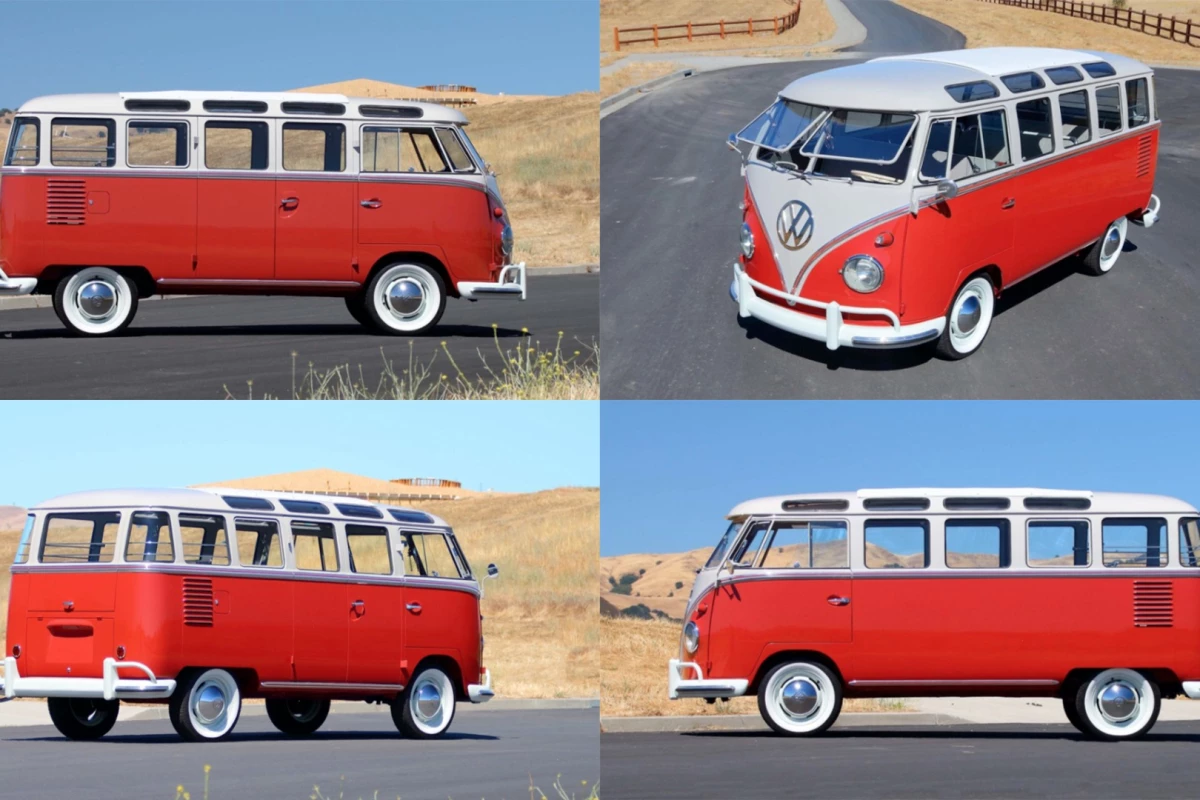 The "Woods Find" 1959 Volkswagen Deluxe 23-window Samba that will go to auction by Mecum on Friday, August 18, 2017 (Lot F86). The Samba has covered just 200 miles since a no-expense-spared rotisserie restoration, won 'Best Luxury Bus' at the Vintage Volkswagen Club of America Show on April 23 and comes with 400 photos charting its redemptive journey from being abandoned in the Oregon Woods to becoming one of the stars of the most prestigious automotive gathering on Planet Earth. Auction Description