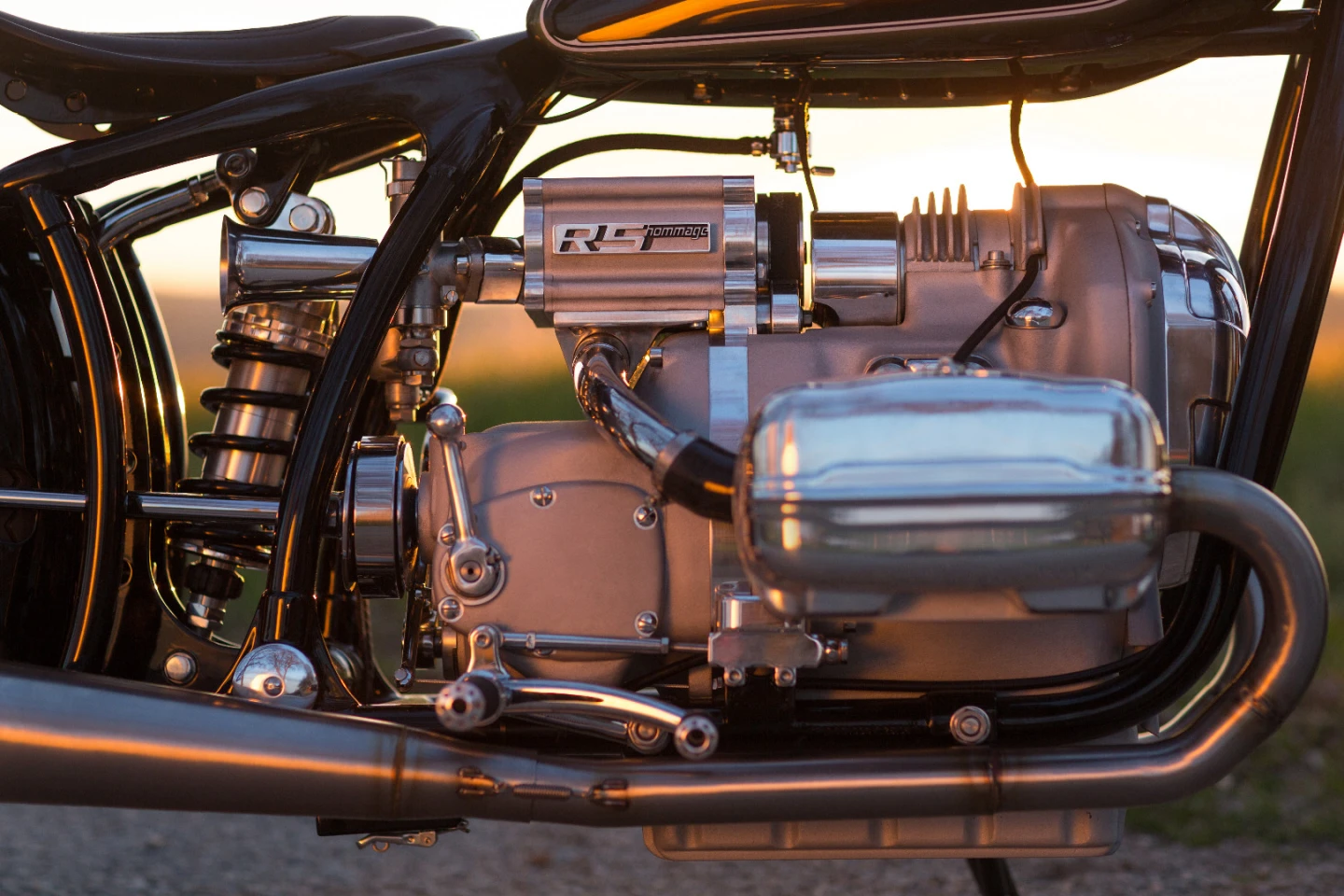 The supercharger sits on top of the engine block, where usually BMW would put the airbox