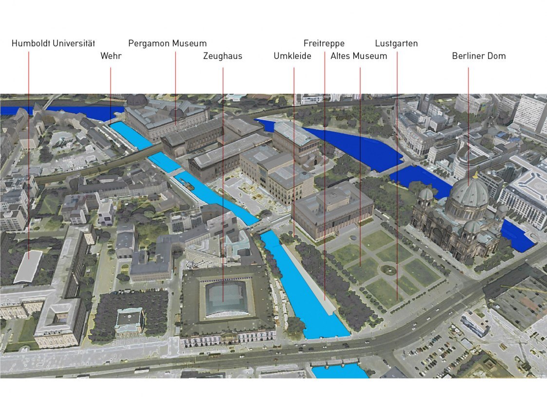 Map of the River Spree in Berlin and designated swimming pool zone (image: united:realities)