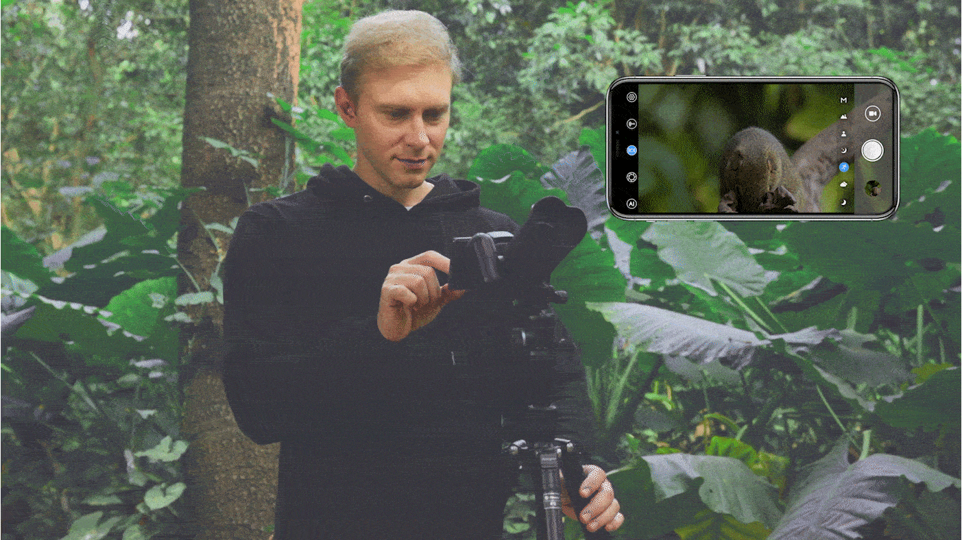 Zooming in on distant wildlife with an Excope DT1 and a Wi-Fi-connected smartphone running a companion app