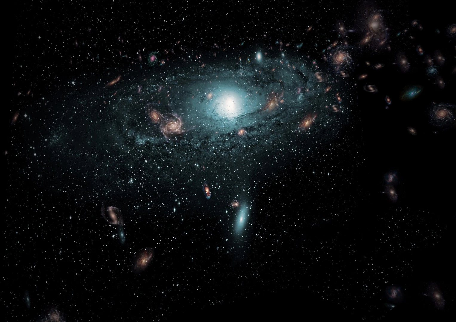 An artist’s impression of the galaxies found in the "Zone of Avoidance" behind the Milky Way