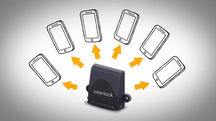 The device is paired to up to six different phones via Bluetooth