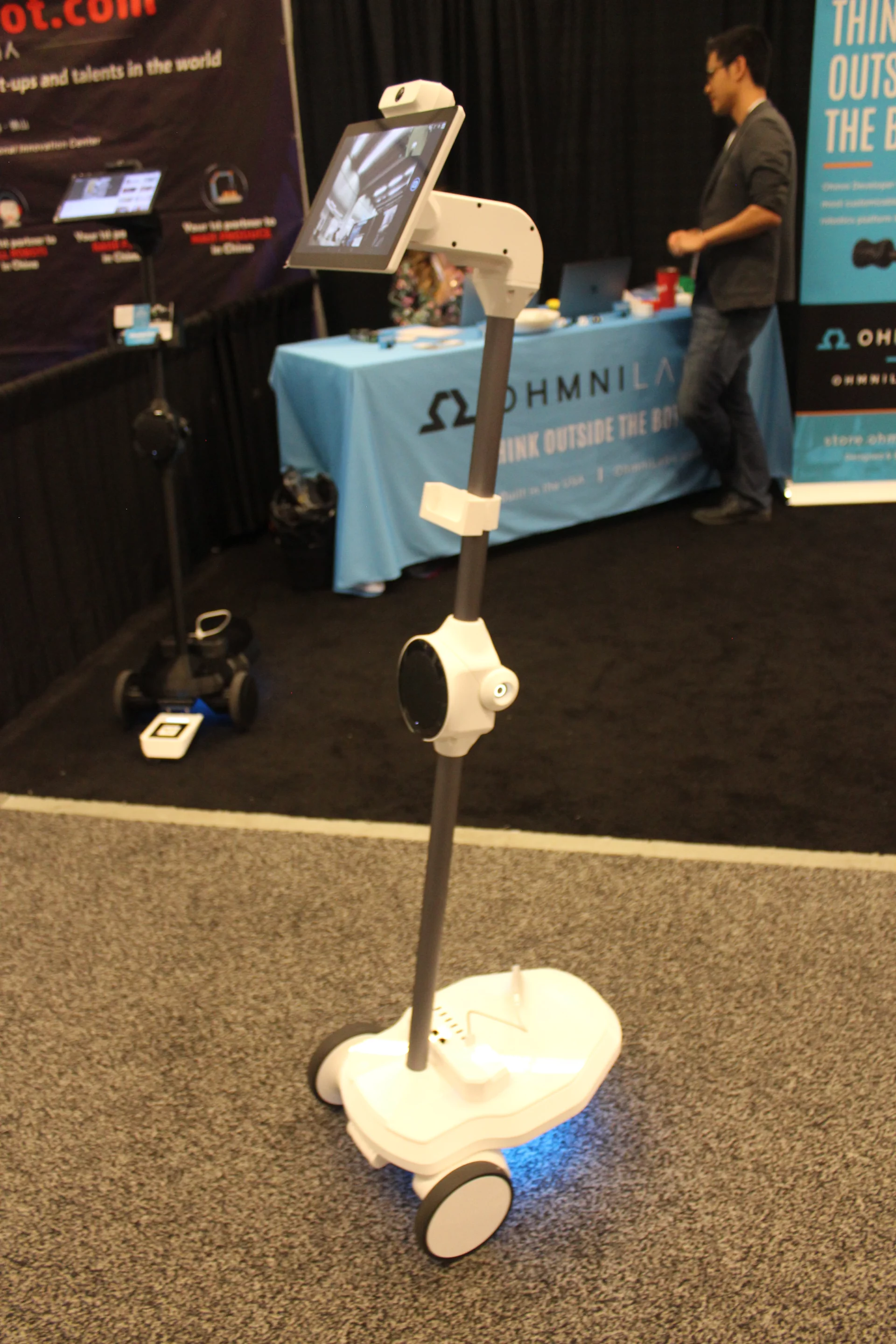 This telepresence robot from OhmniLabs is able to visually lock onto the faces of people who interact with it, and then physically follow them by tracking where their faces go