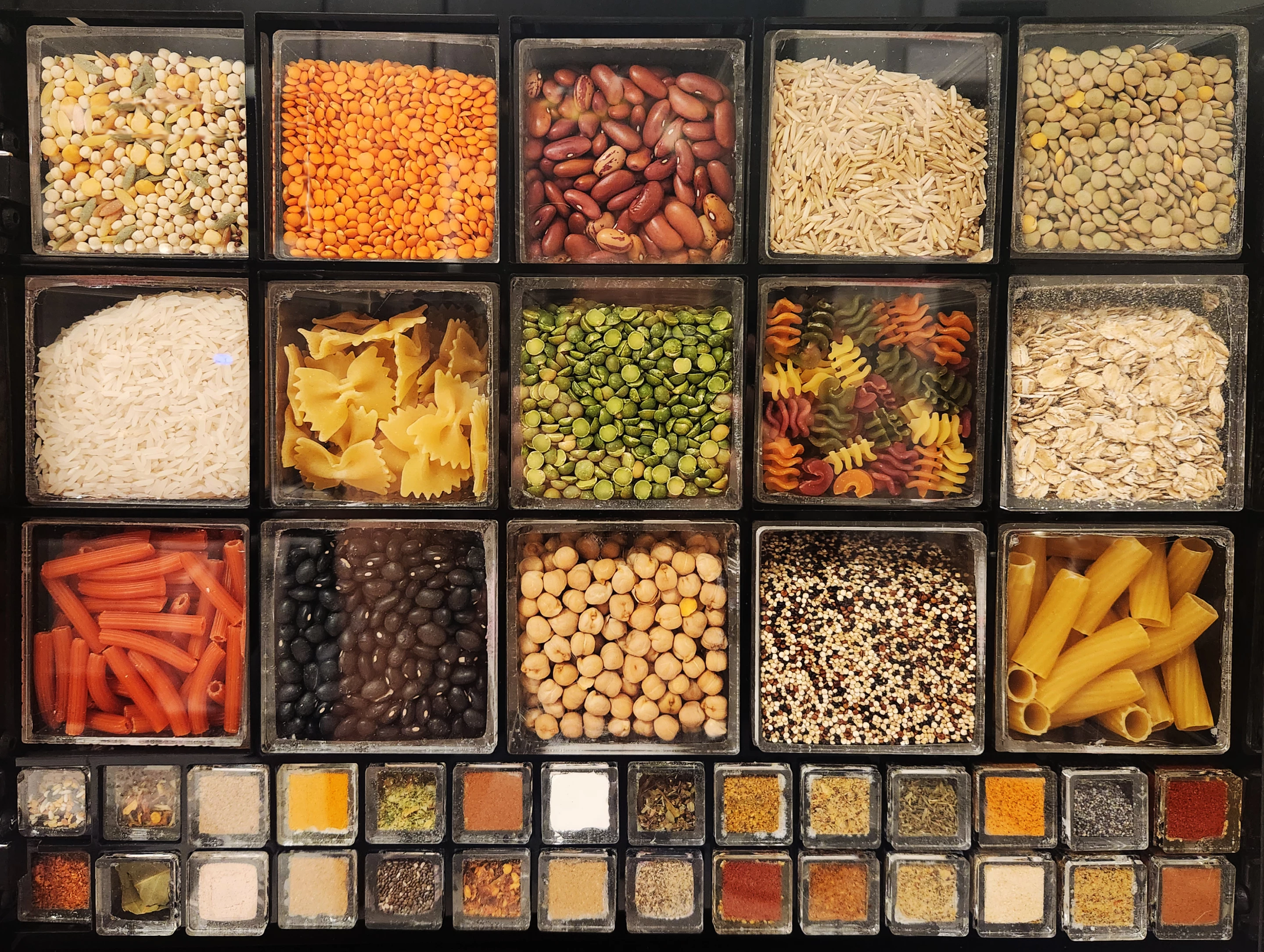 A selection of dry ingredients in the pantry
