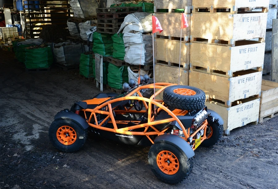 An aerial view of the Ariel Nomad in the wild