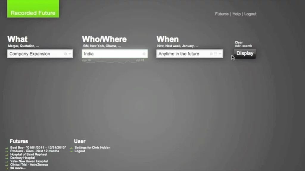 The Recorded Future interface