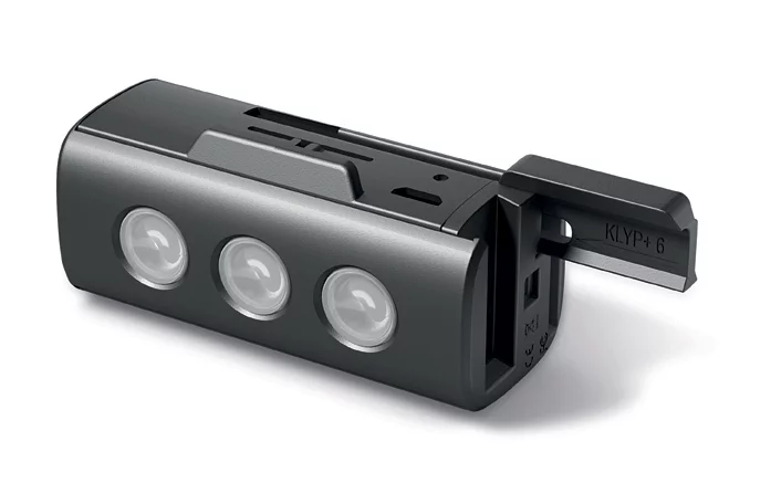 The LED light which can be attached to the Manfrotto Klyp+ case for iPhone 6 and 6 Plus