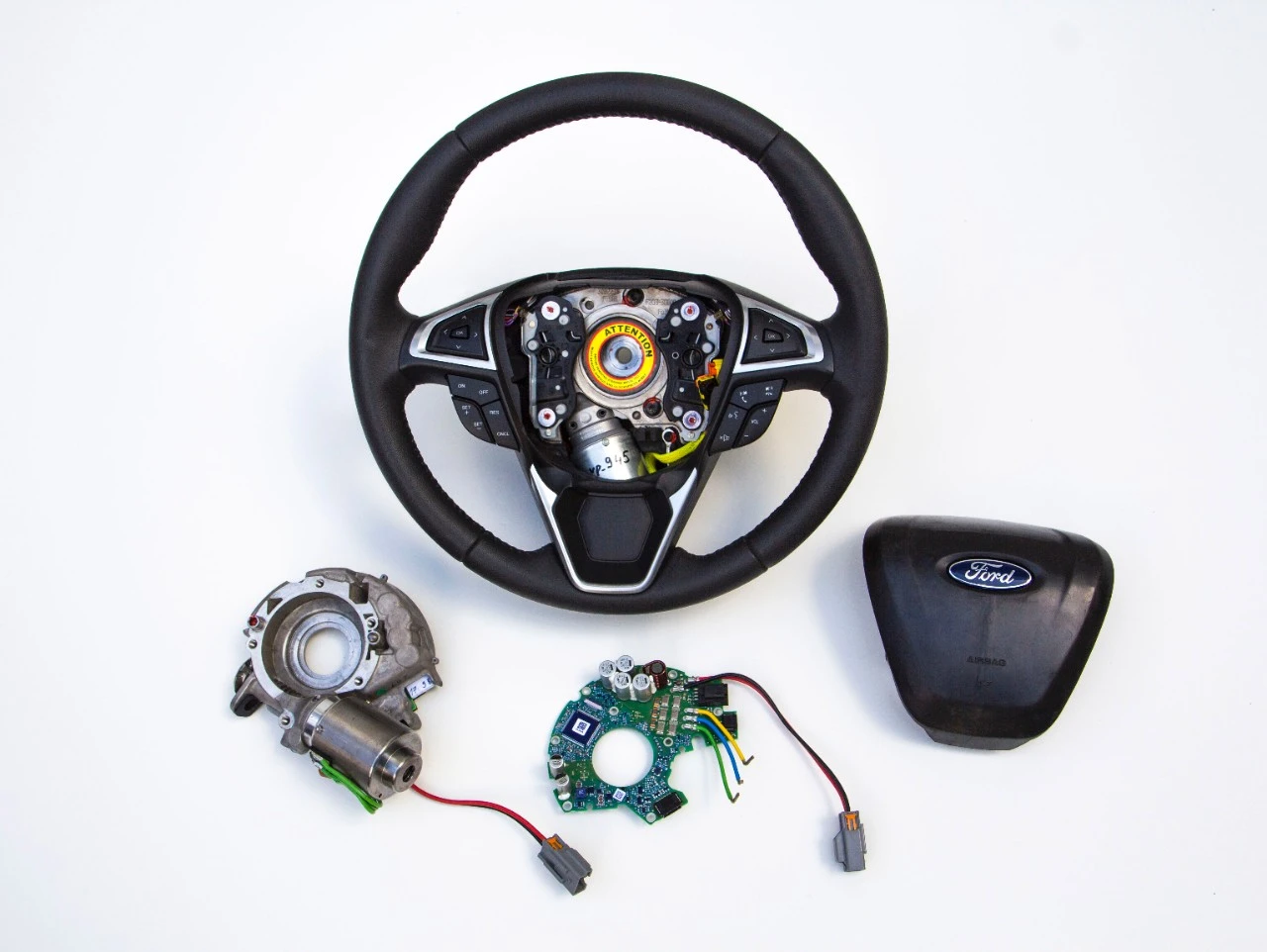 Ford's Adaptive Steering system uses an actuator placed inside the steering wheel