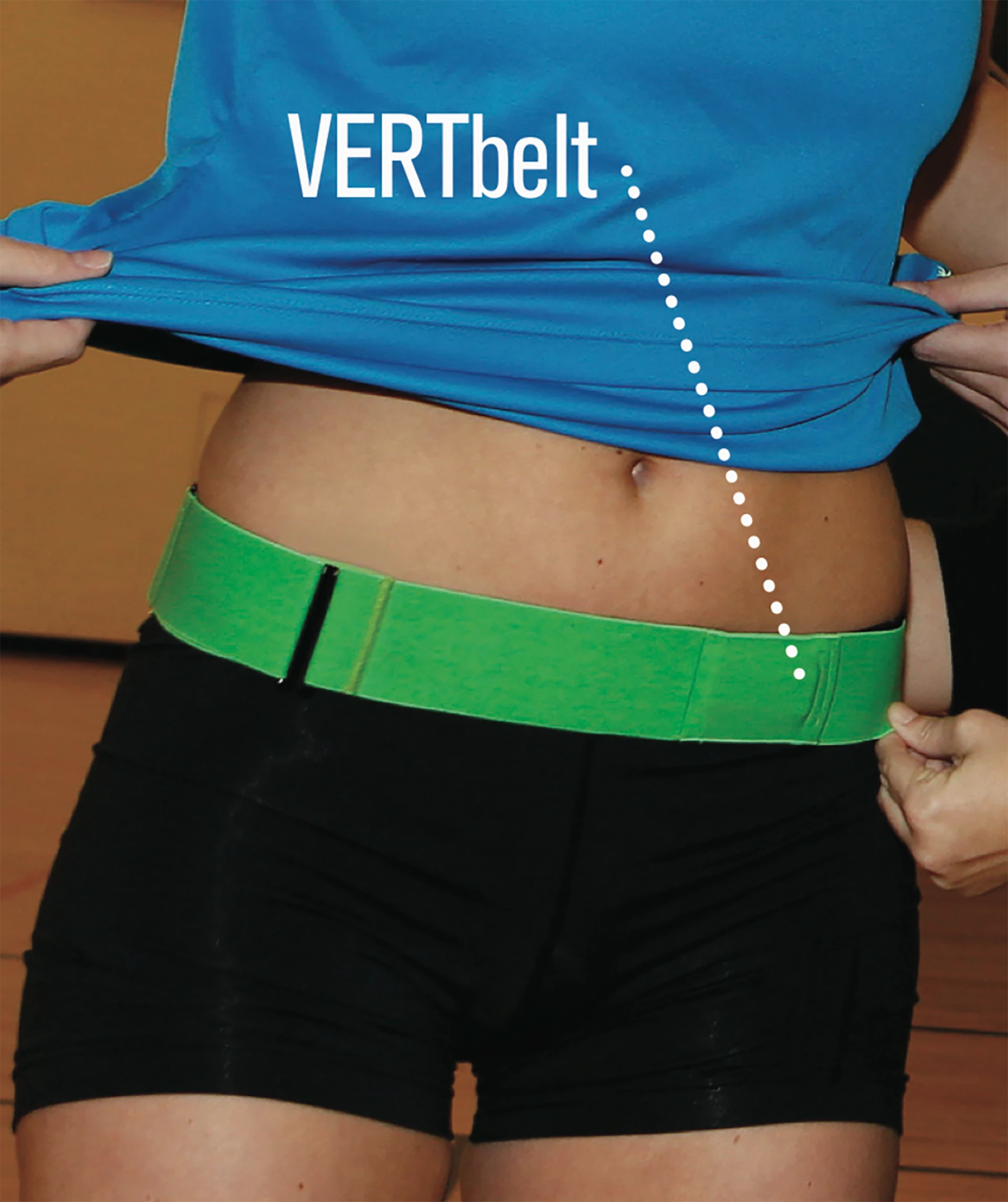 The wearable is designed to be worn near the waist and can be purchased with a VERTbelt strap to keep it in place
