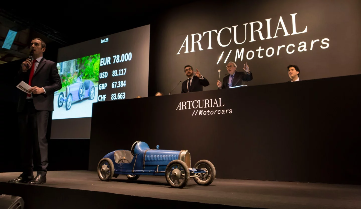 This Bugatti Baby sold in Paris on 10 February 2017 for $99,000. 12 of the 15 most valuable scale cars ever sold at auction are Bugatti Baby electric Type 52s produced by the Molsheim factory in the late 1920s and early 1930s.