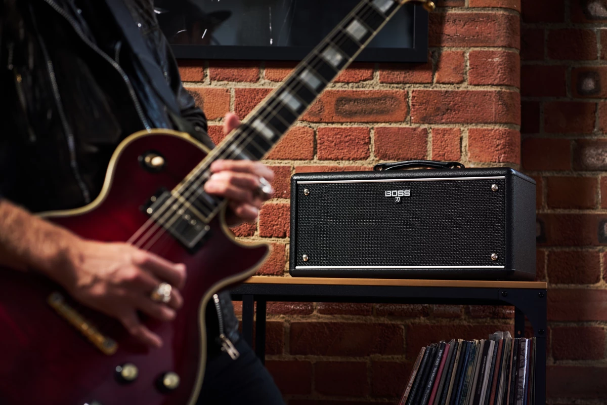 The Katana-Air EX "delivers professional stereo sound and acclaimed Katana tones in a compact footprint" and allows players to go cable-free via battery power and wireless technology