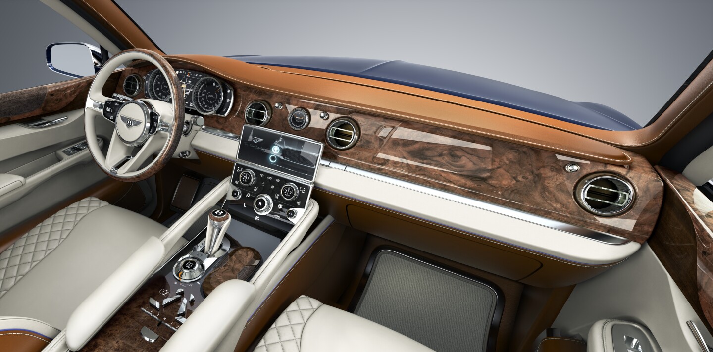 The interior of the Bentley EXP 9 F all-wheel drive luxury Sport Utility Vehicle