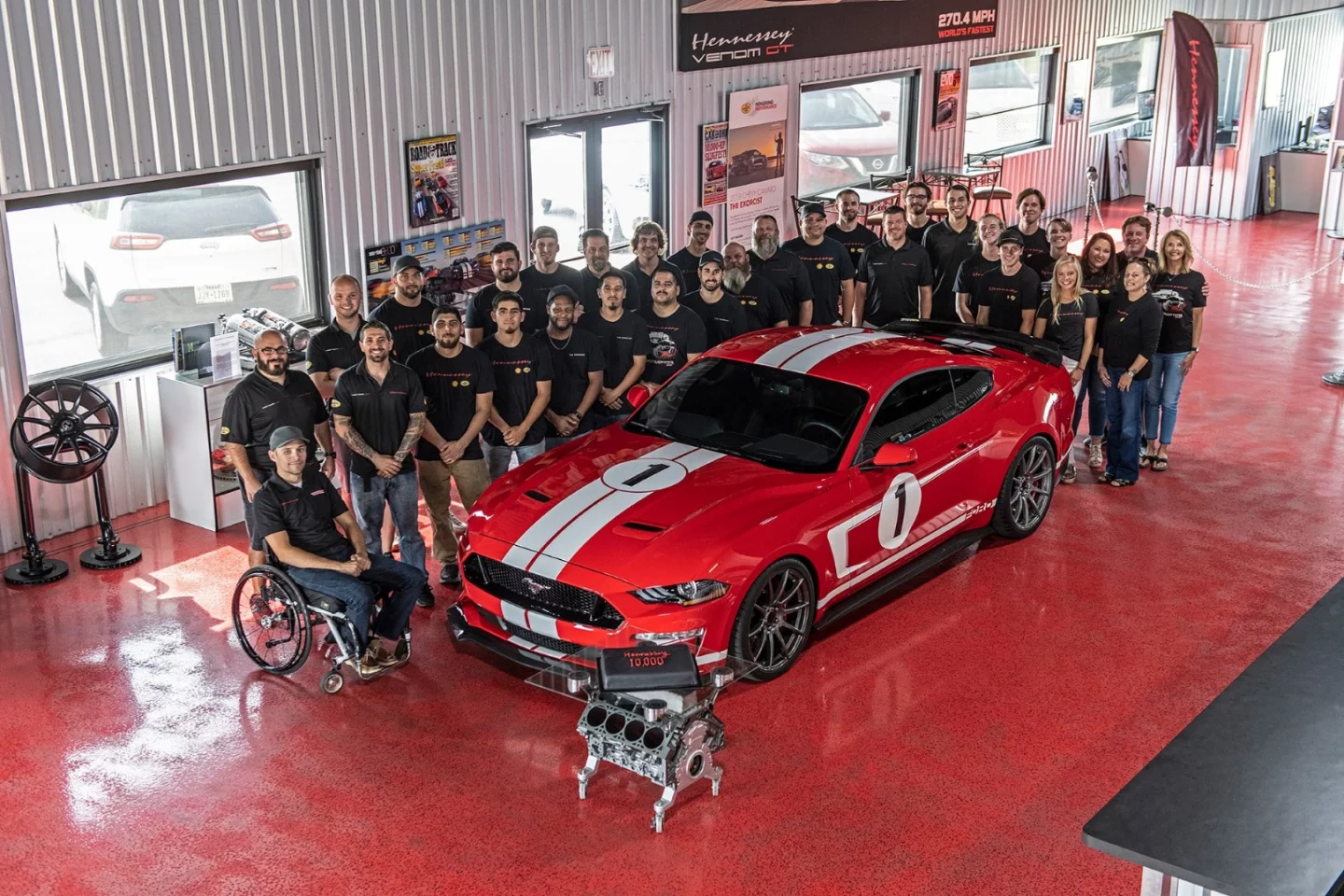 The Hennessey team celebrates its 10,000th car with a monster Heritage Mustang