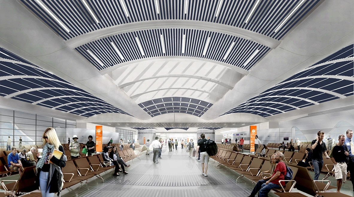 Waiting areas of the terminal are easily re-purposed for special events (Image: Foster + Partners)