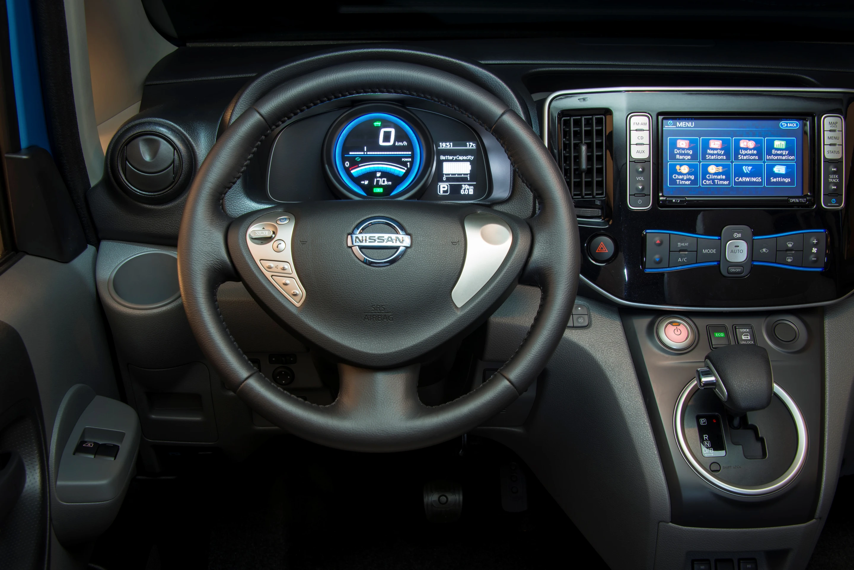 The instrument panel of Nissan's e-NV200