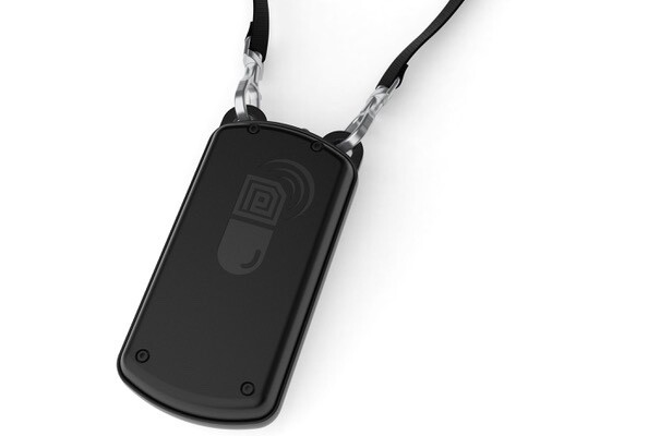 The ID-Cap Reader device is worn against the chest, on a lanyard