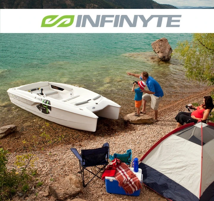The Infinyte i4 is a pure electric 5-passenger catamaran cruiser (Photo: Infinyte Marine)