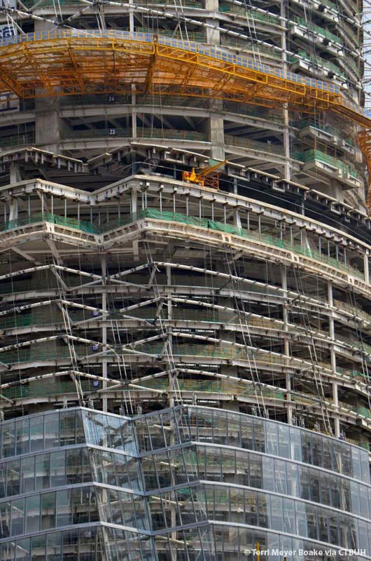 The project was led by international design firm Gensler and is split, from bottom to top, into 9 zones