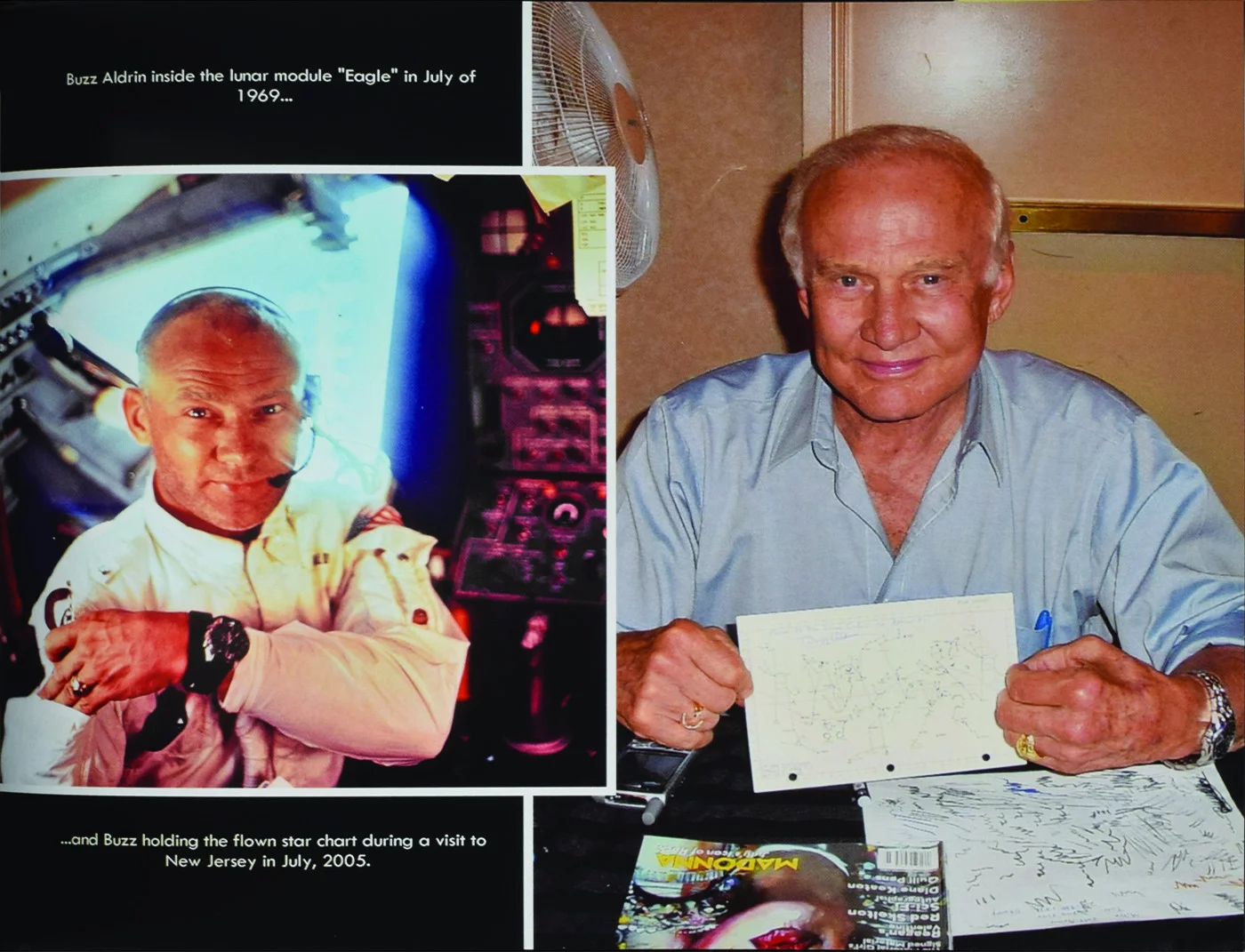Buzz Aldrin with Apollo 11 star chart