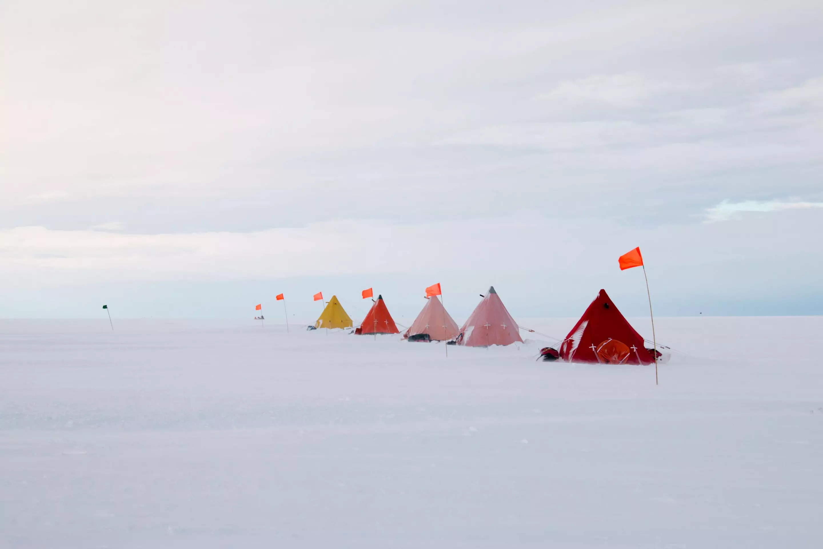 The camp of the research team that included Britney Schmidt on Thwaites Glacier hundreds of meters atop the glacier's very critical grounding zone