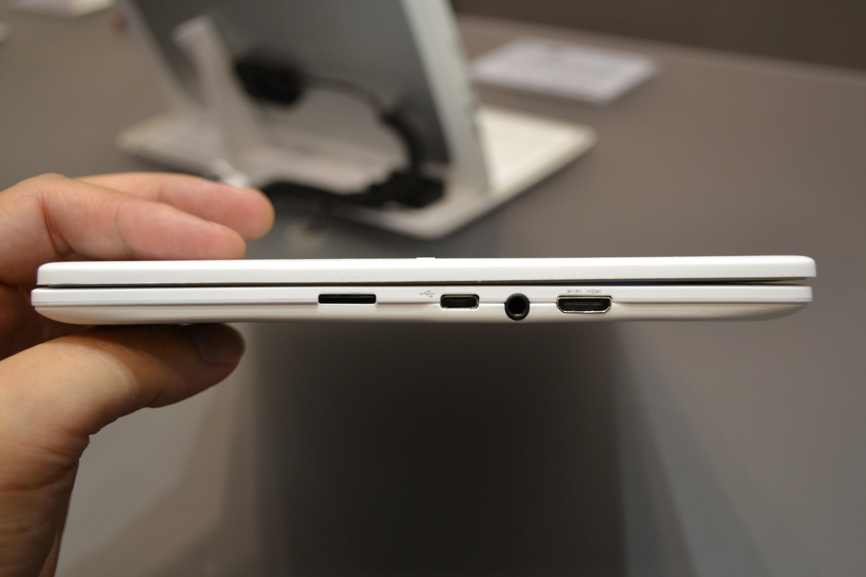 There's a micro-USB 2.0 port for both charging and data transfer/external connectivity, a mini-HDMI for display of content via an HD television or monitor, an included speaker and a 3.5 mm headphone jack
