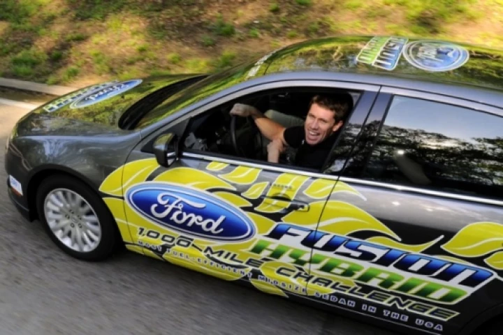 NASCAR Star Carl Edwards at the wheel (Photo: Sam VarnHagen/Ford Motor Co.)