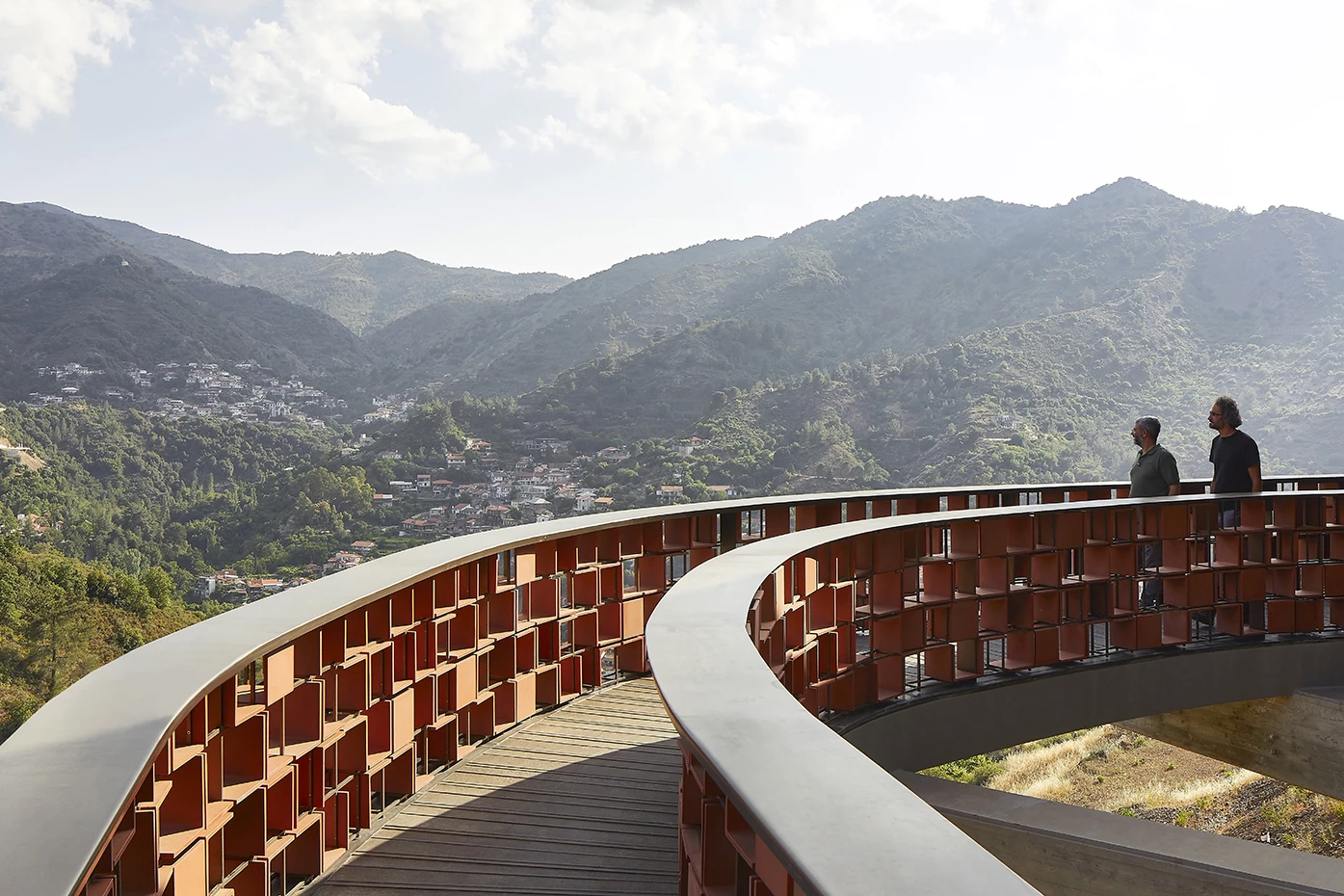 The observation walkway gives visitors the opportunity to enjoy the vast views of the surrounding mountainous landscape