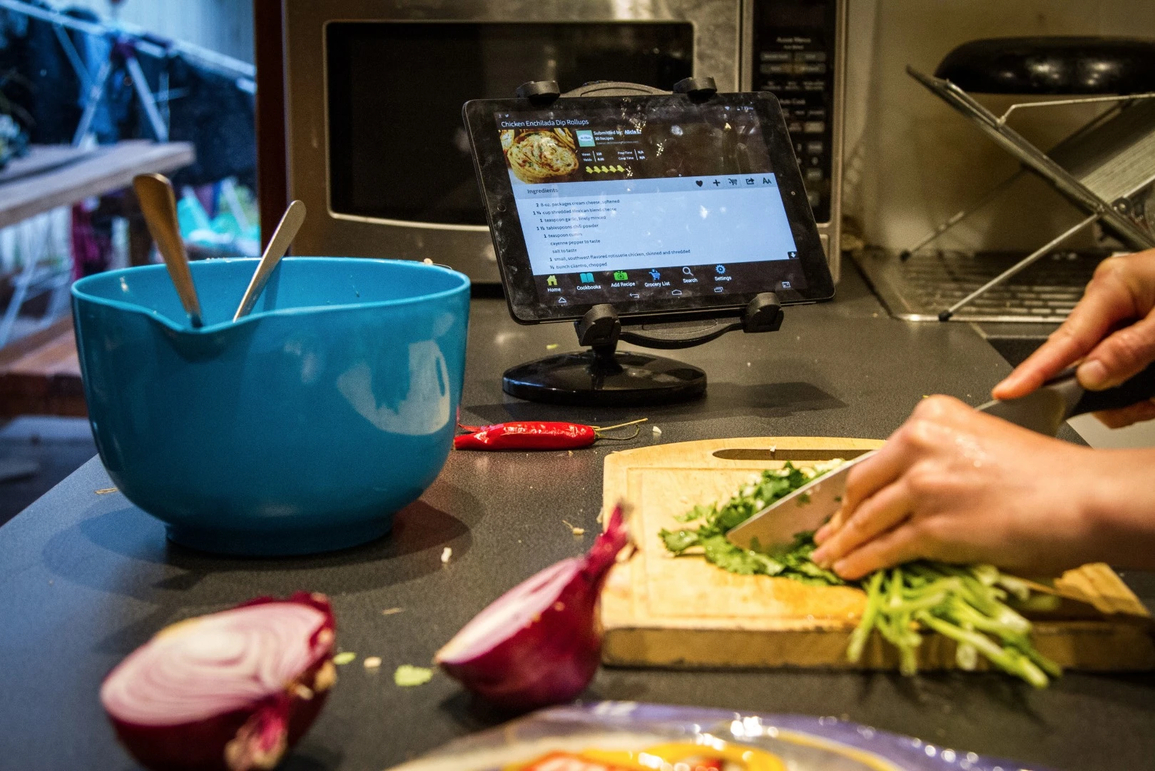 The 10-inch Recipe Reader HD+ runs on a customized Android Amazon App Store interface