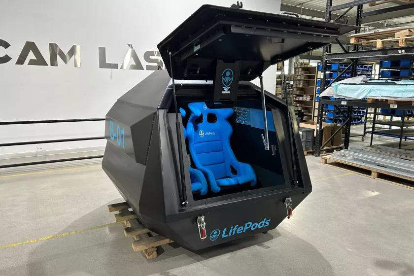 The LifePods B-01 is a protective capsule designed for immediate shelter on land
