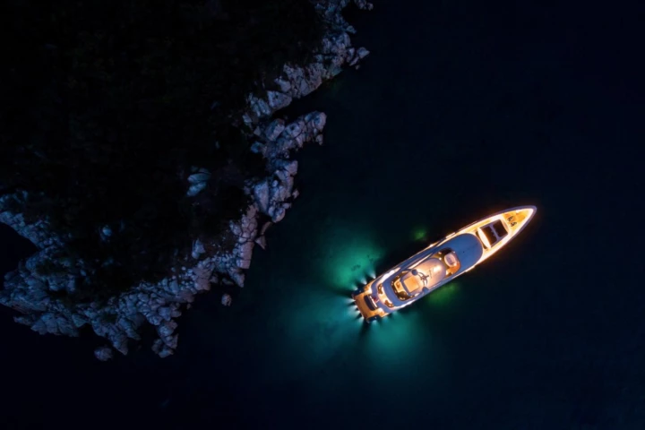Night Lights is one of SkyPixel's selected picks for the best drone photos taken so far this year, and captures a private superyacht floating through the night