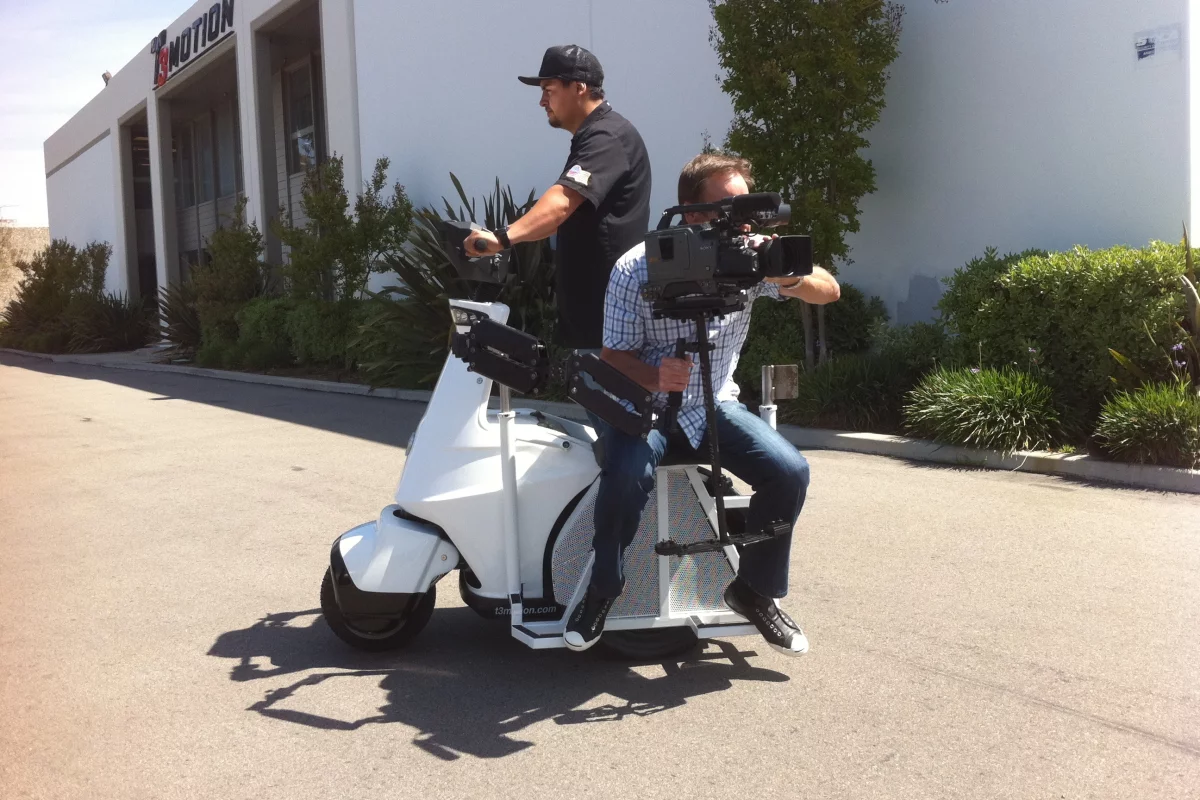 T3 Motion's new T3-MT electric standup vehicle is designed to accommodate camera operators using Steadicam or Glidecam systems