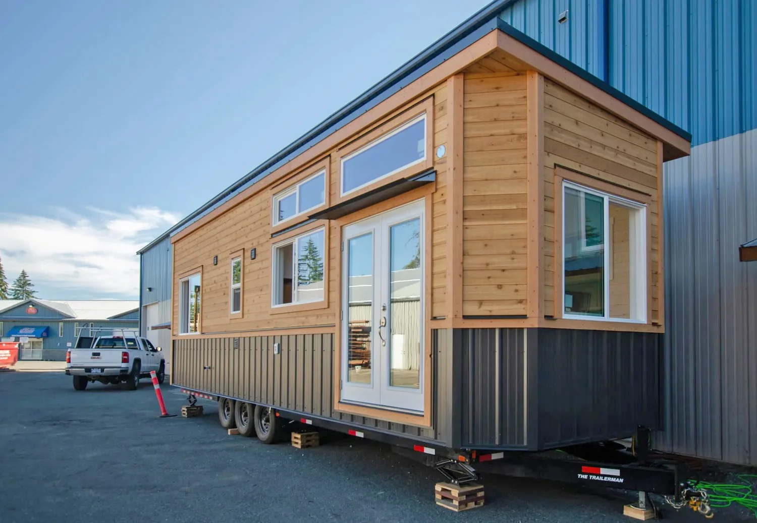 The Dove, by Rewild Homes, is an extra-wide tiny house that provides a spacious interior for two