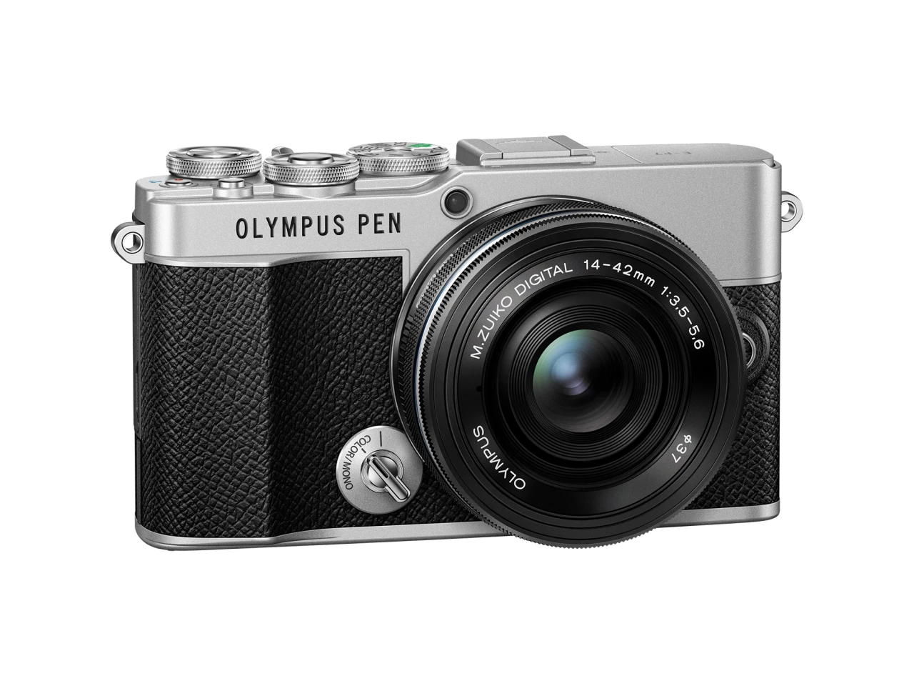 The Olympus PEN E-P7 comes with a switch out front for quick access to creativity settings