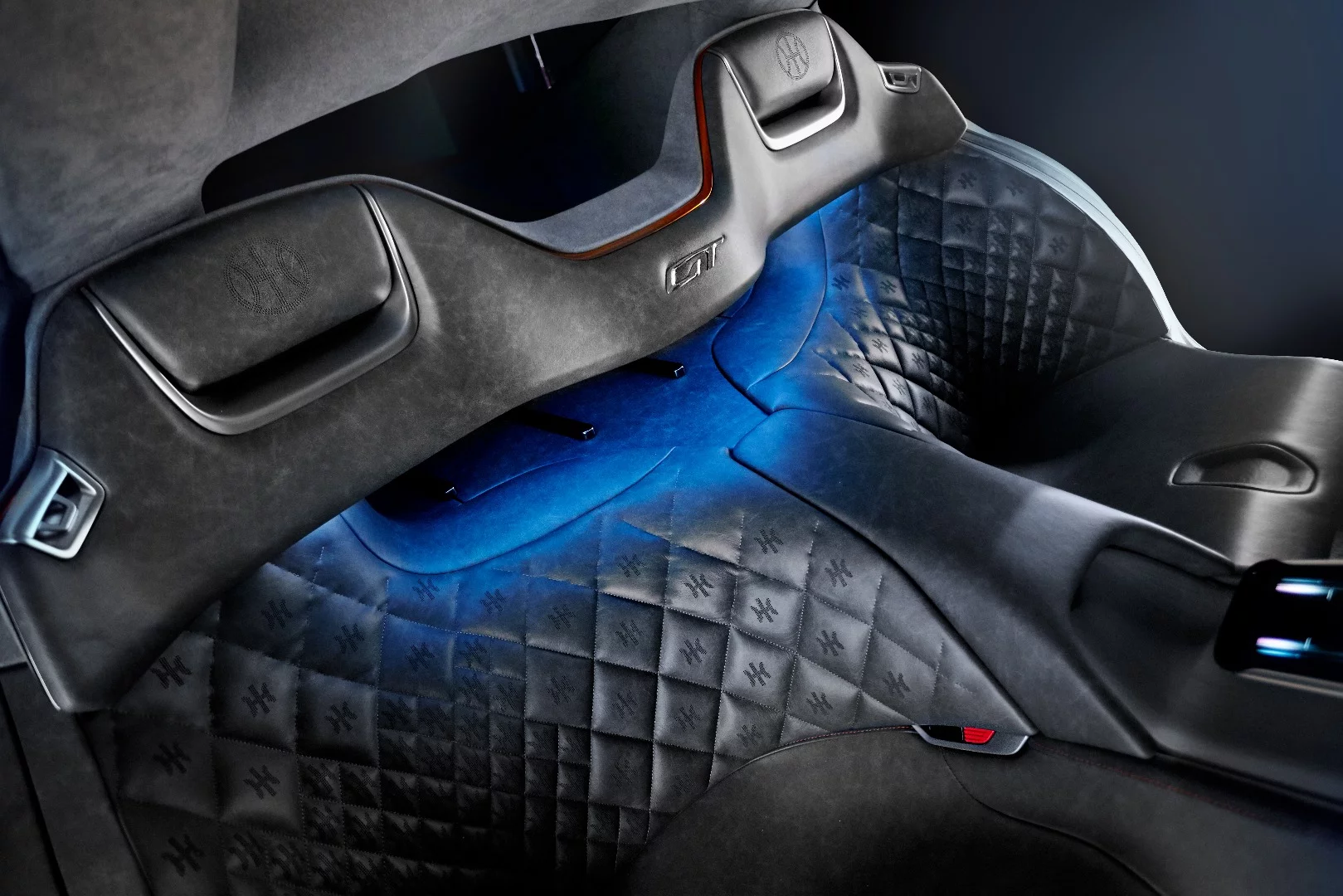 Pininfarina HK GT: blue interior lighting means you're in cruise mode. When these lights turn red, hang the heck on.