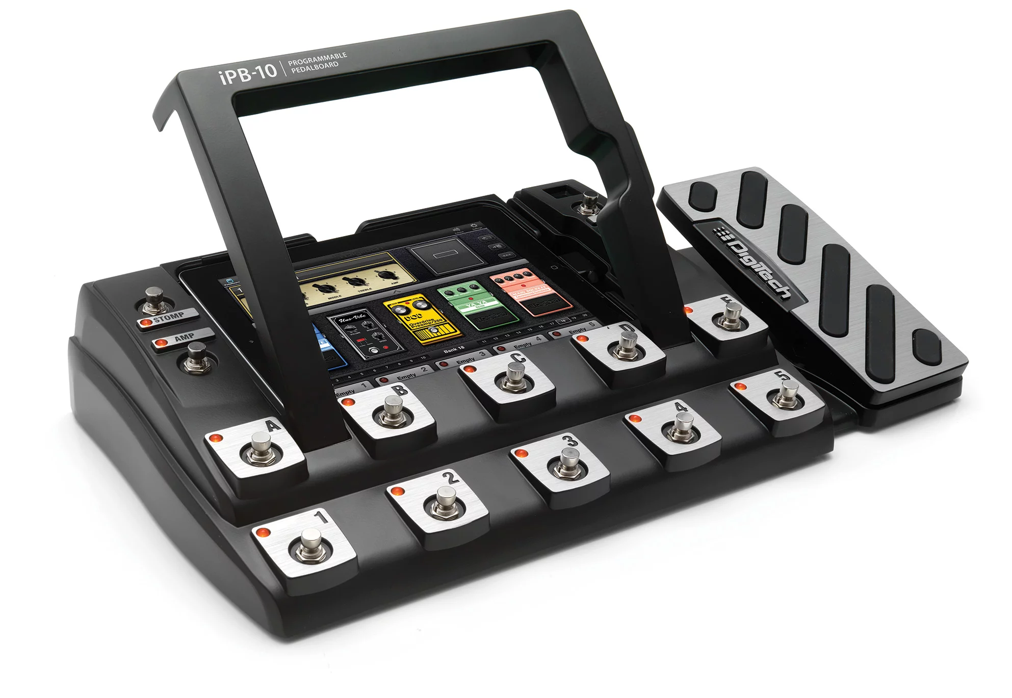 Once docked in the iPB-10, a user can design effects pedalboards by choosing from 87 pedals, 54 amps and 26 cabinets