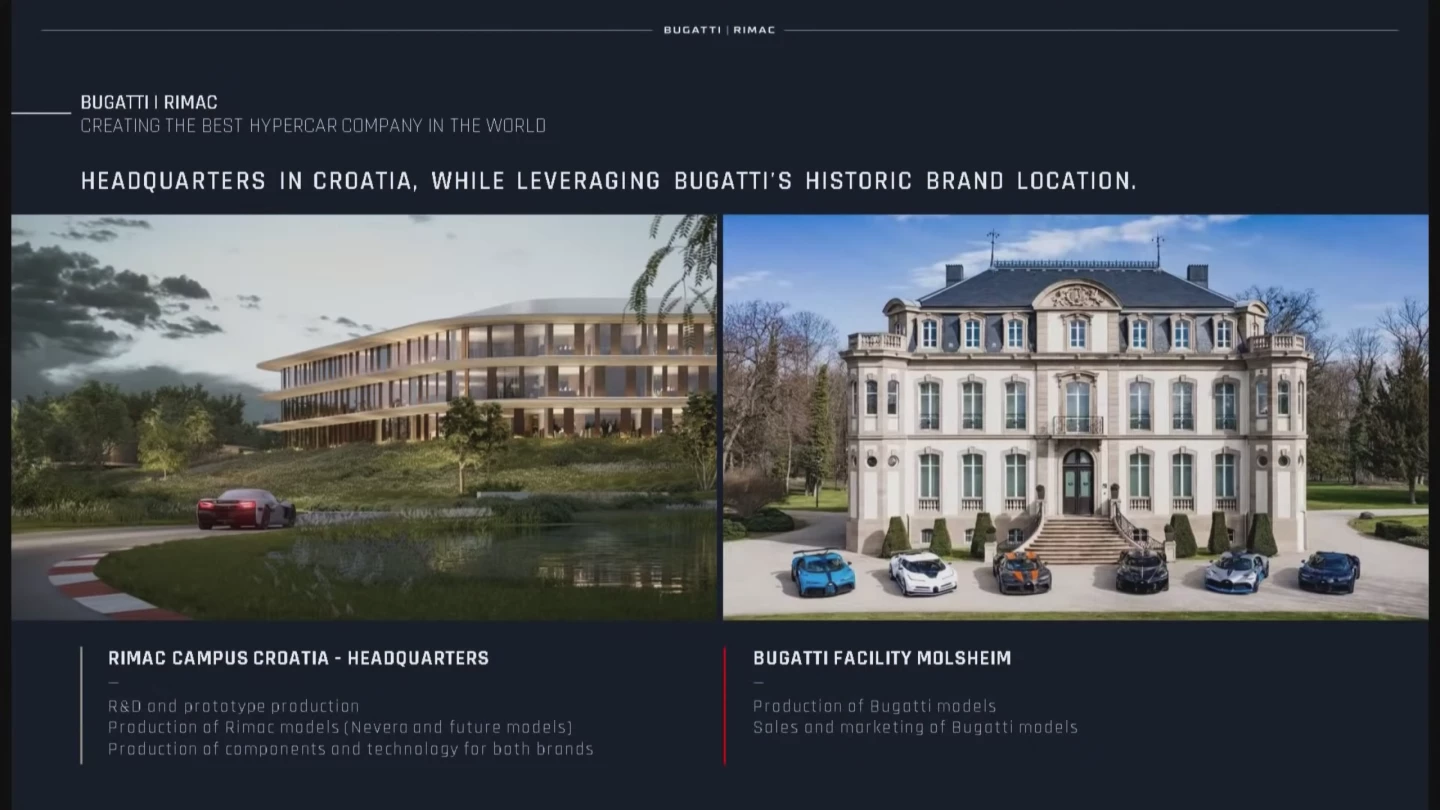 Rimac and Bugatti will keep their separate headquarters and production facilities for the time being