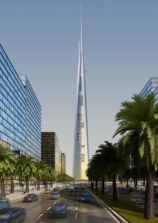 Towering over the Saudi Red Sea port city of Jeddah, the JEC Tower will be over three times the height of the Eiffel Tower