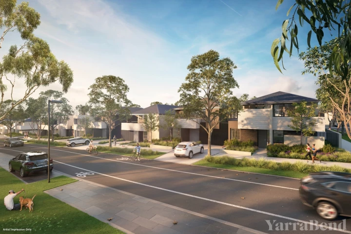 Yarrabend's streets will have a kerbless design that is said to be inspired by Scandinavian bike-friendly cities