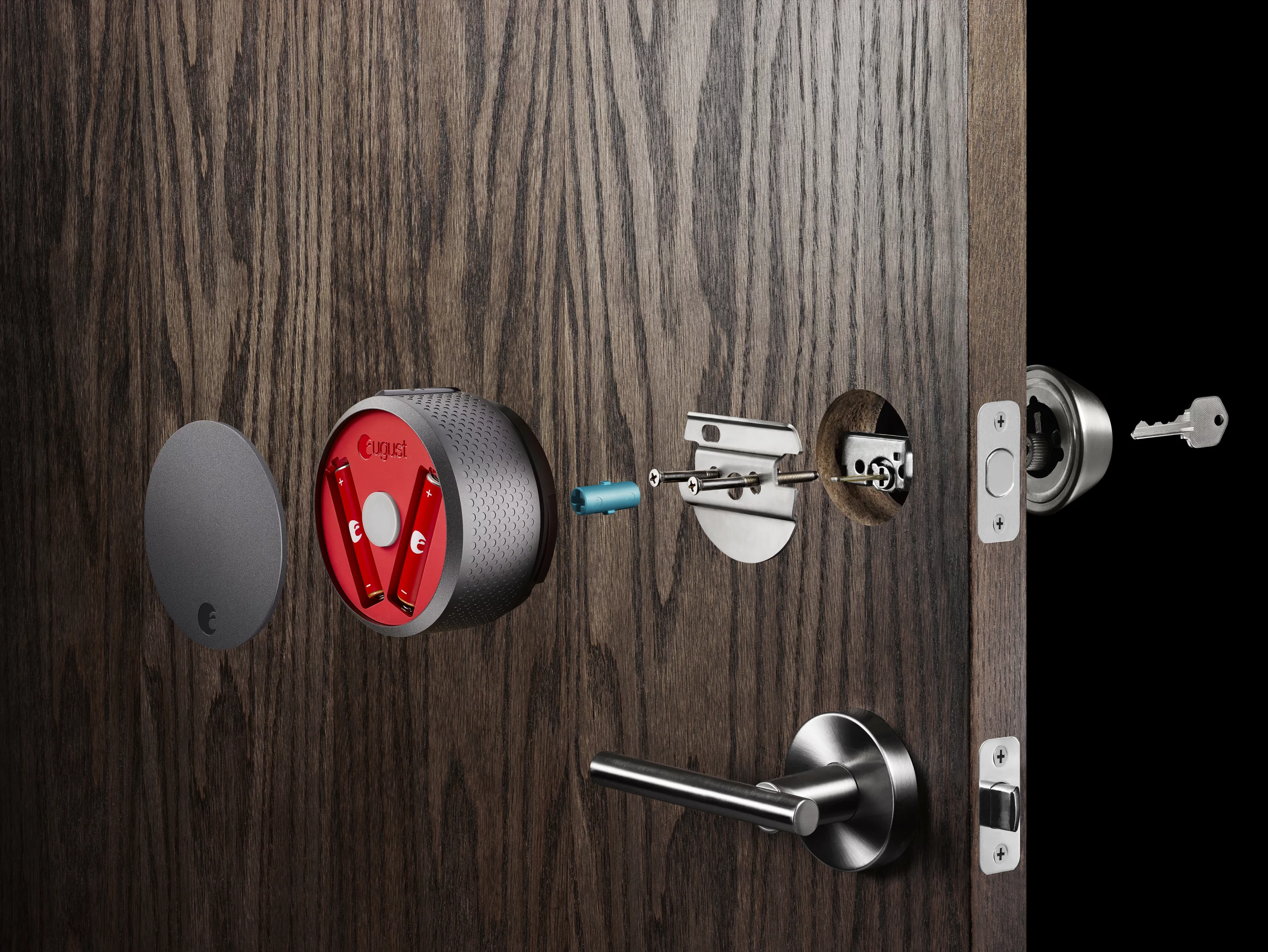 August's series of smart locks are attached to the inside of standard deadbolt doors, leaving the outside lock unchanged