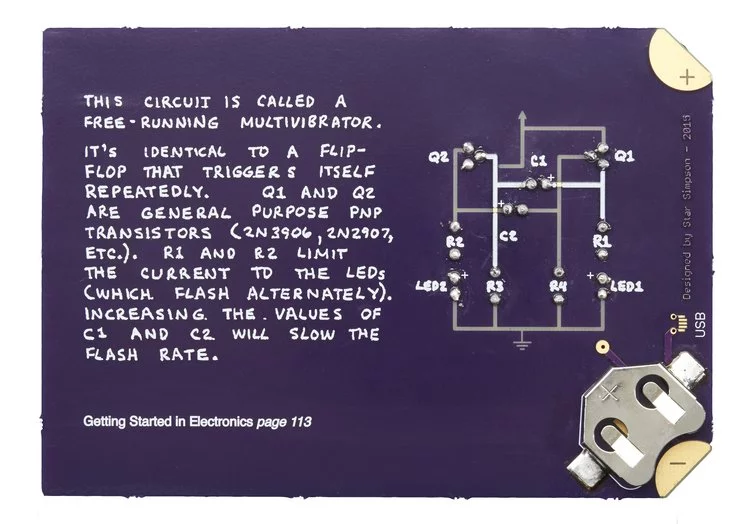 The track side of each circuit provides an explanation of the operation and a page reference to the original