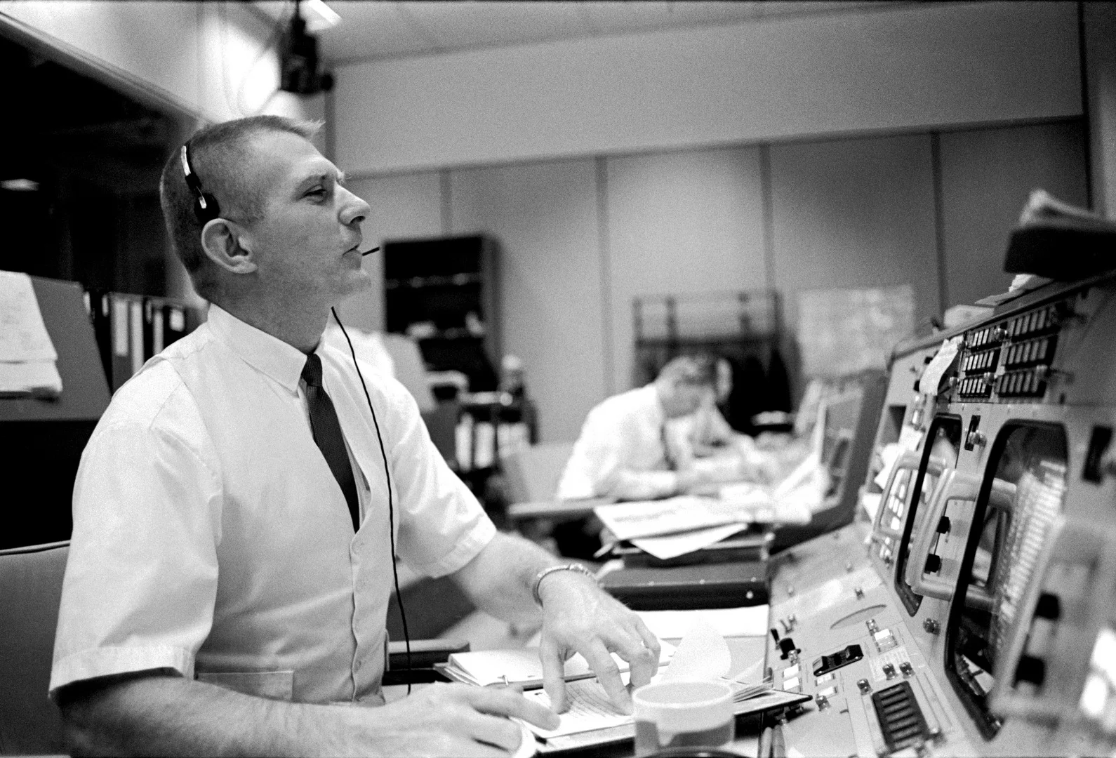 Mission Operations Control Room MOCR activities during the Apollo 7 mission