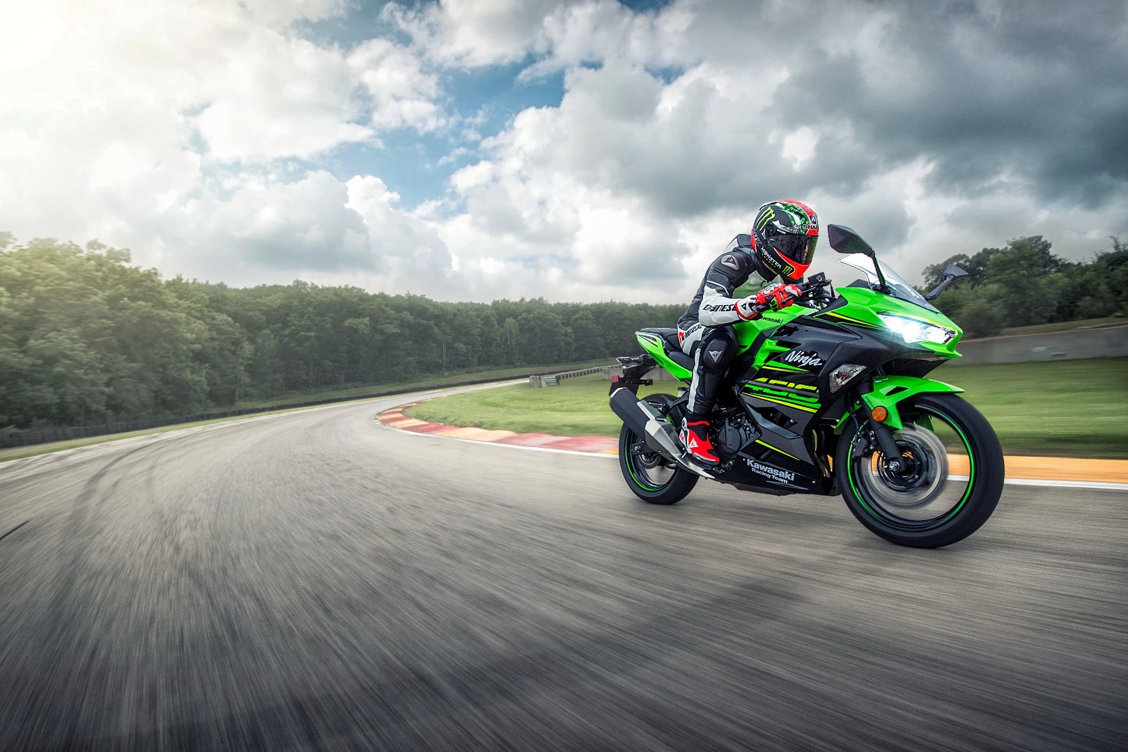 The 2018 Kawasaki Ninja 400 in action