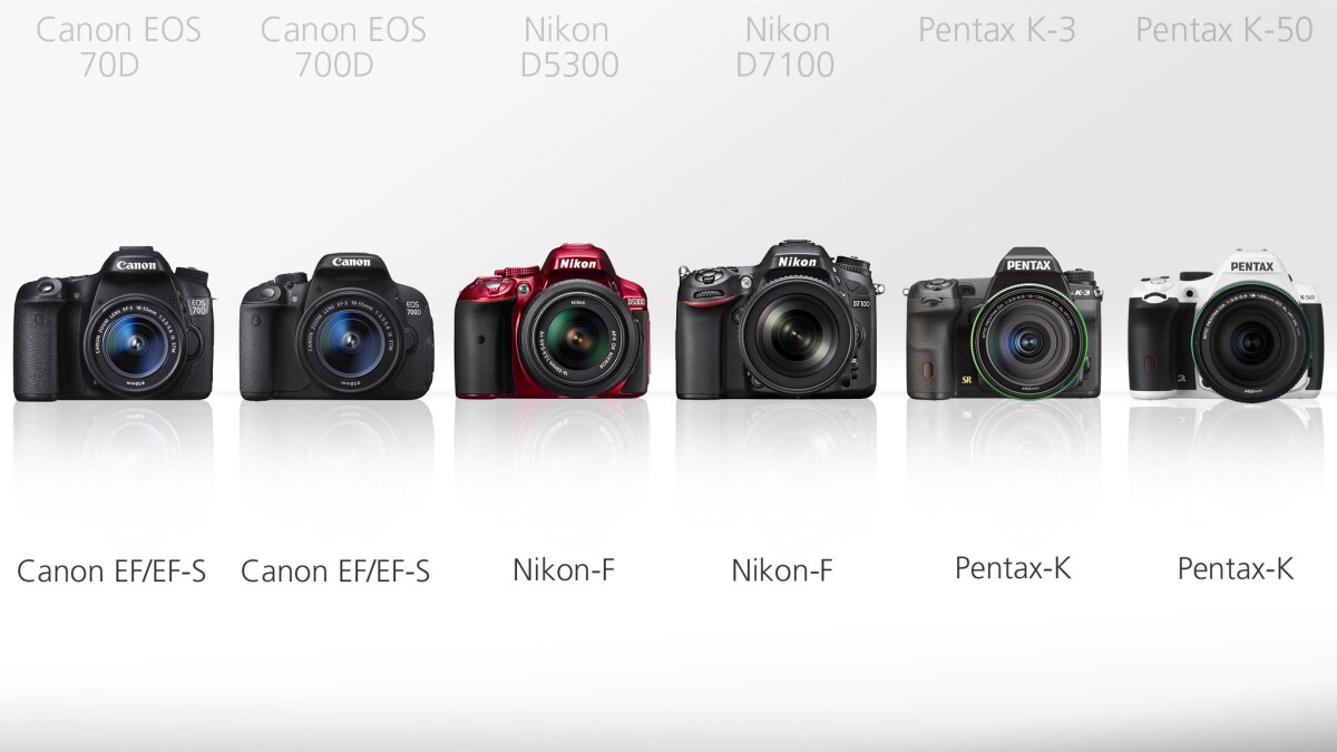 All of the cameras use the mount you would expect from their respective manufacturers and there are plenty of lenses out there - both old and new - for all of the systems
